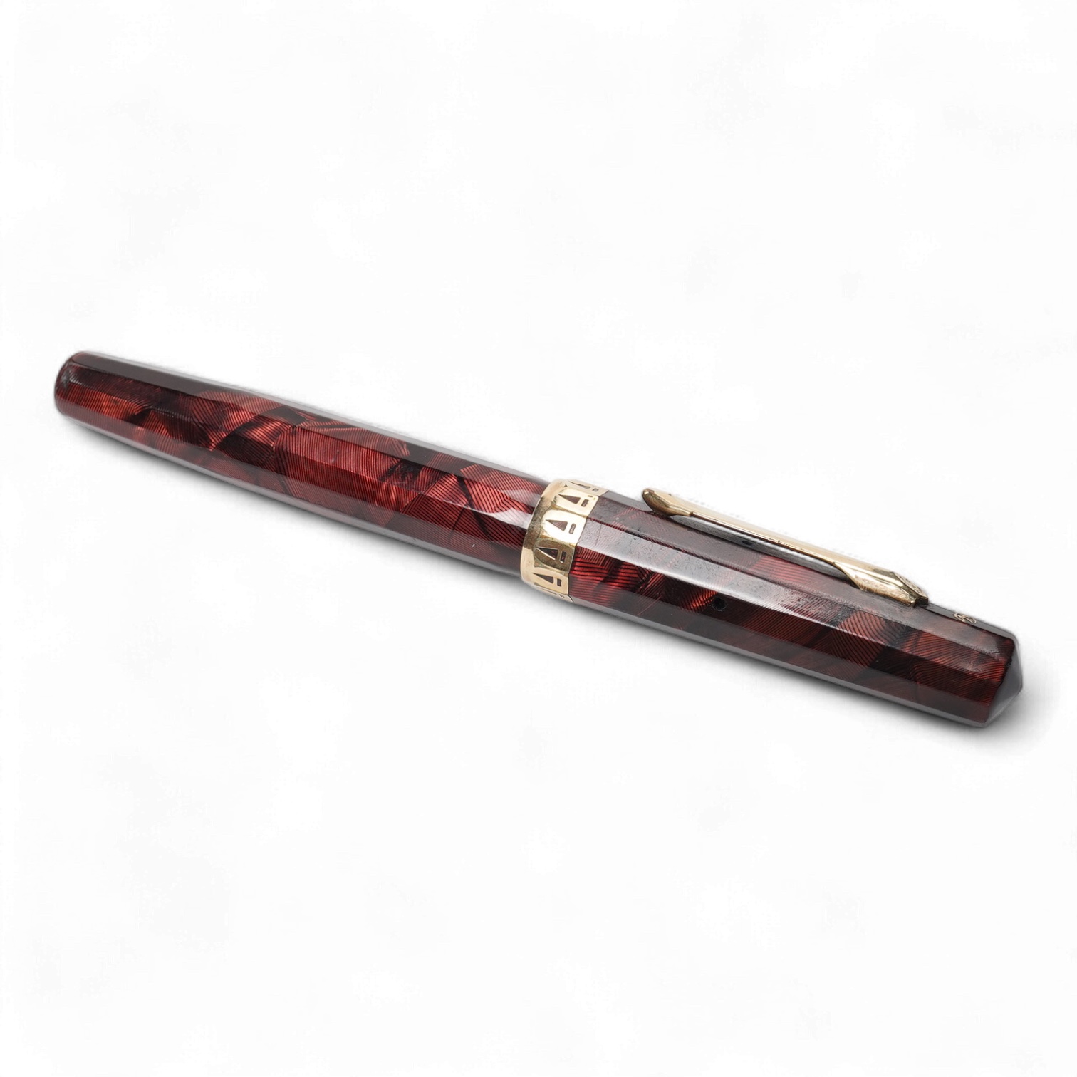 A Wahl Eversharp lever fill 'Doric' fountain pen in garnet colour with gold filled trim
